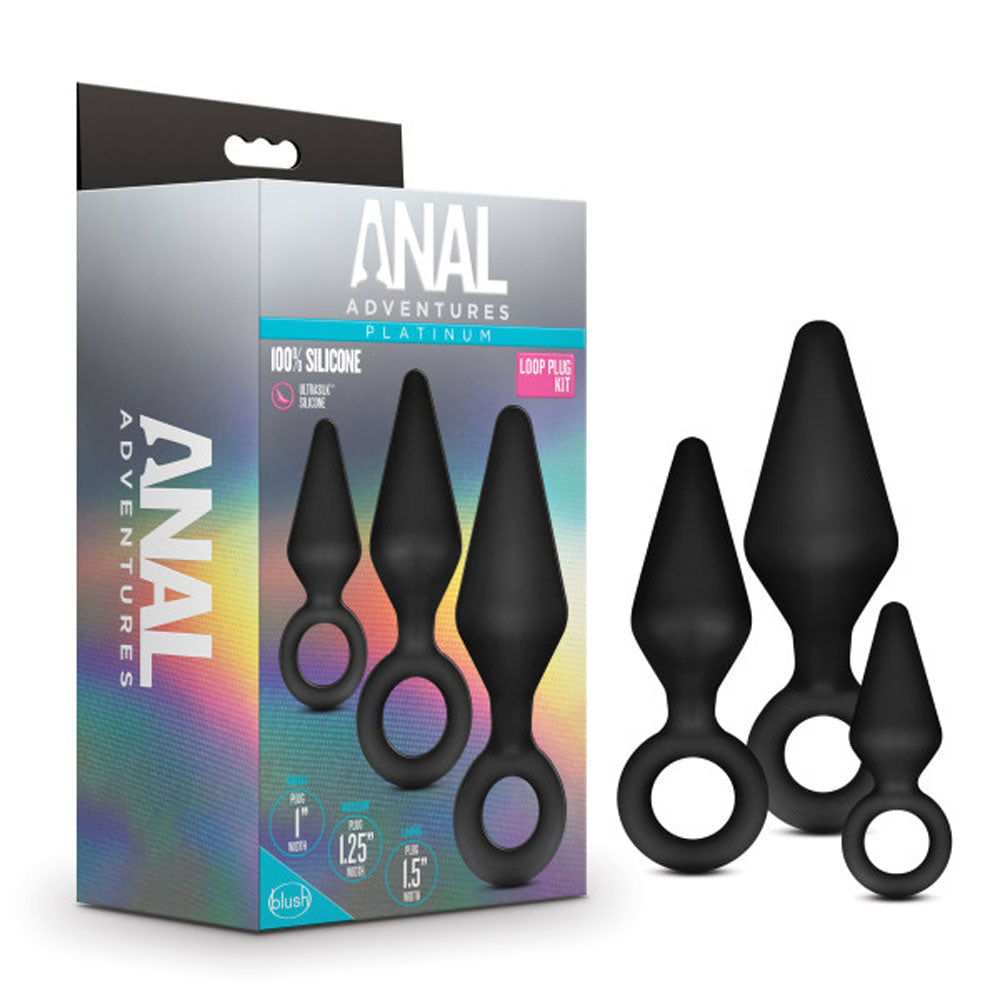 Anal Adventures - Platinum - Silicone Loop Plug Kit - Black