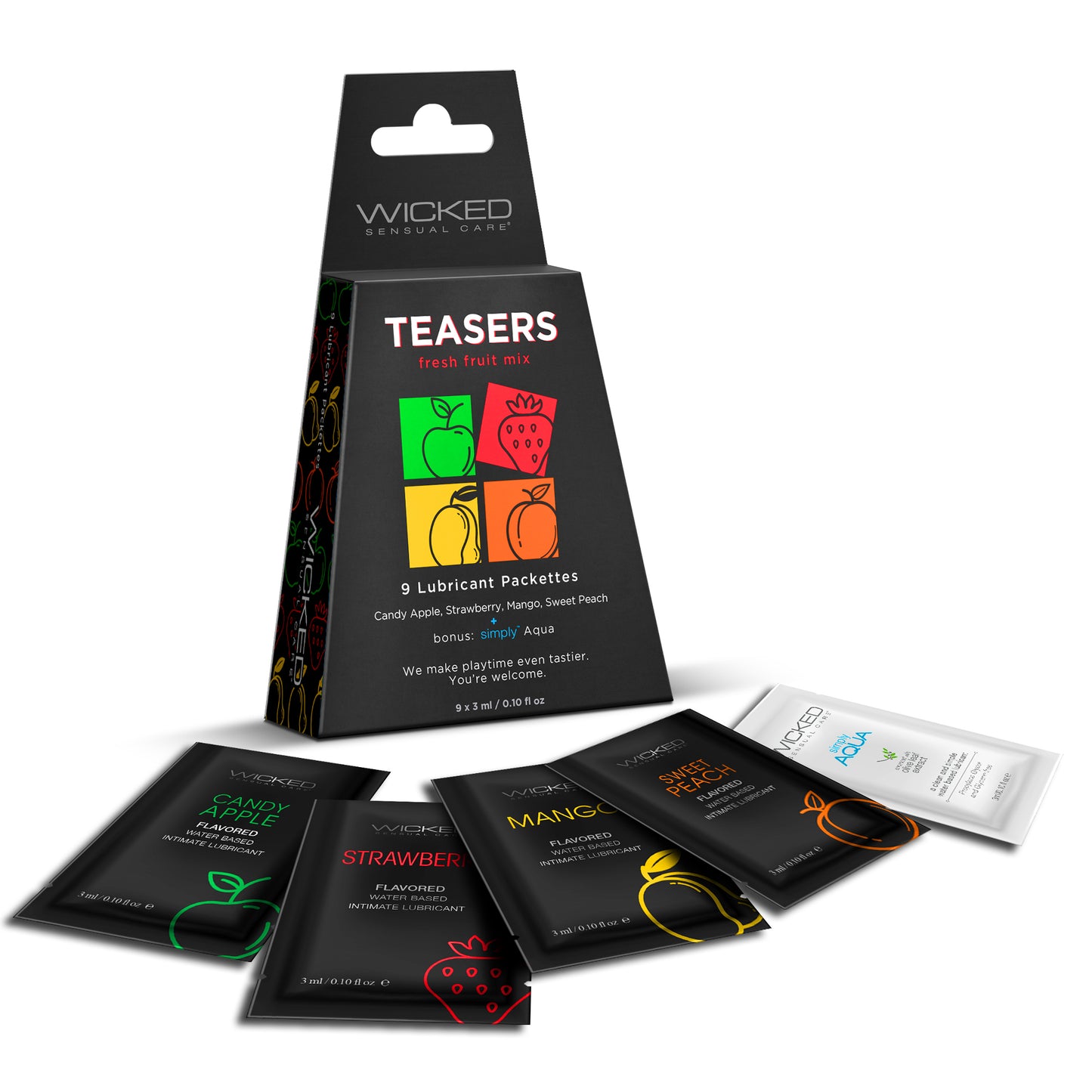 Teasers Fresh Fruit Mix - 9 Lubricant Packettes - 2 Each