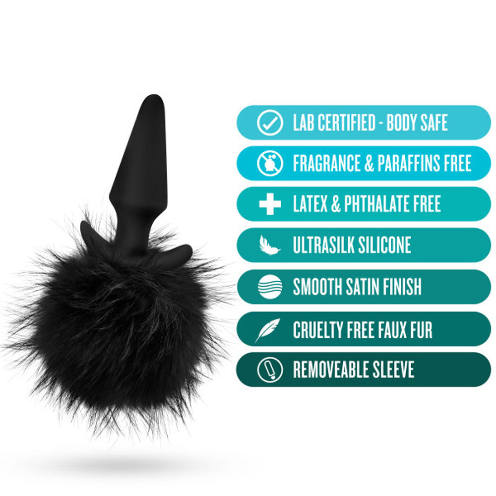 Anal Adventures - Platinum - Rabbit Tail Plug - Black BL-59225