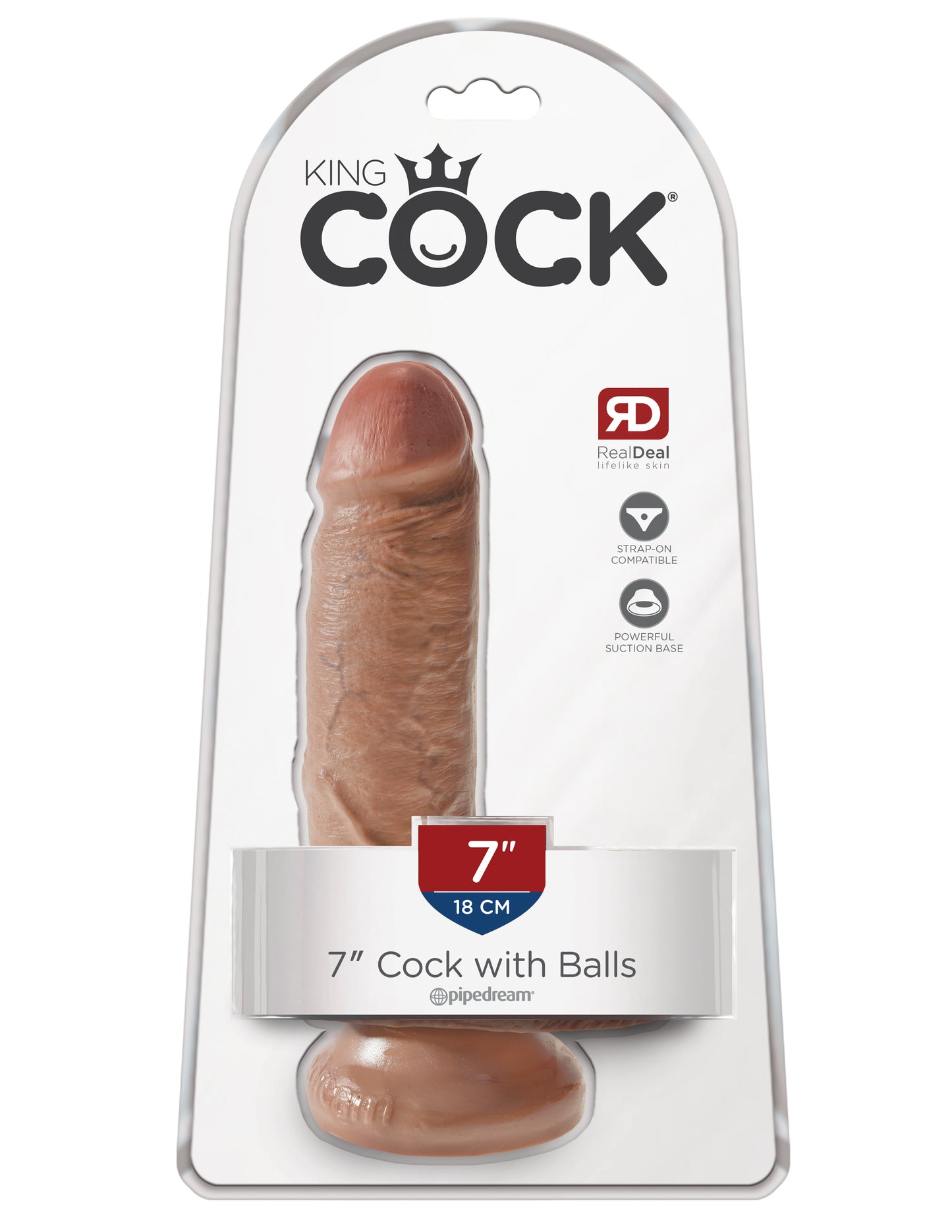 King Cock 7" Cock With Balls - Tan PD5506-22