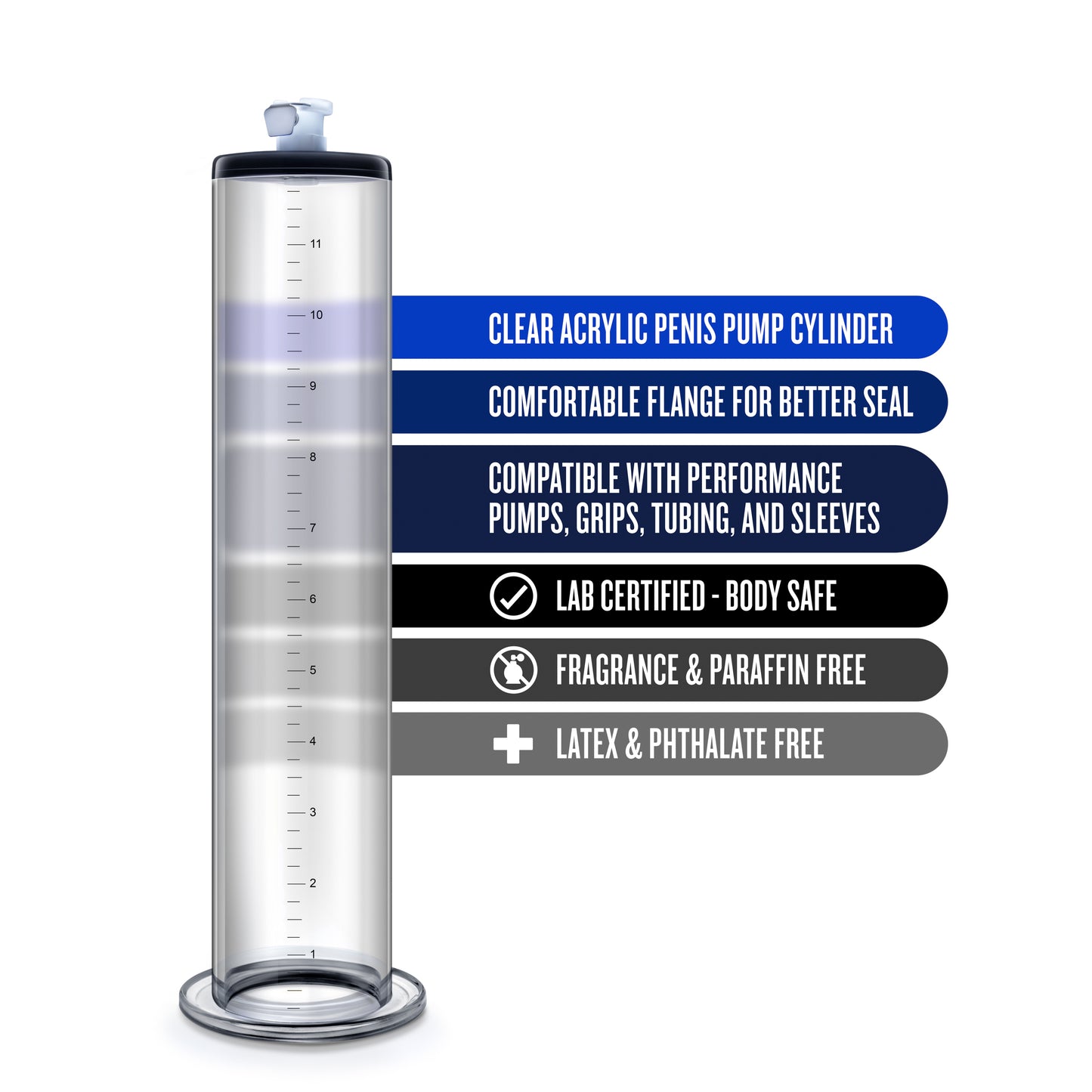 Performance - 12 Inch X 2 Inch Penis Pump Cylinder Clear BL-09601