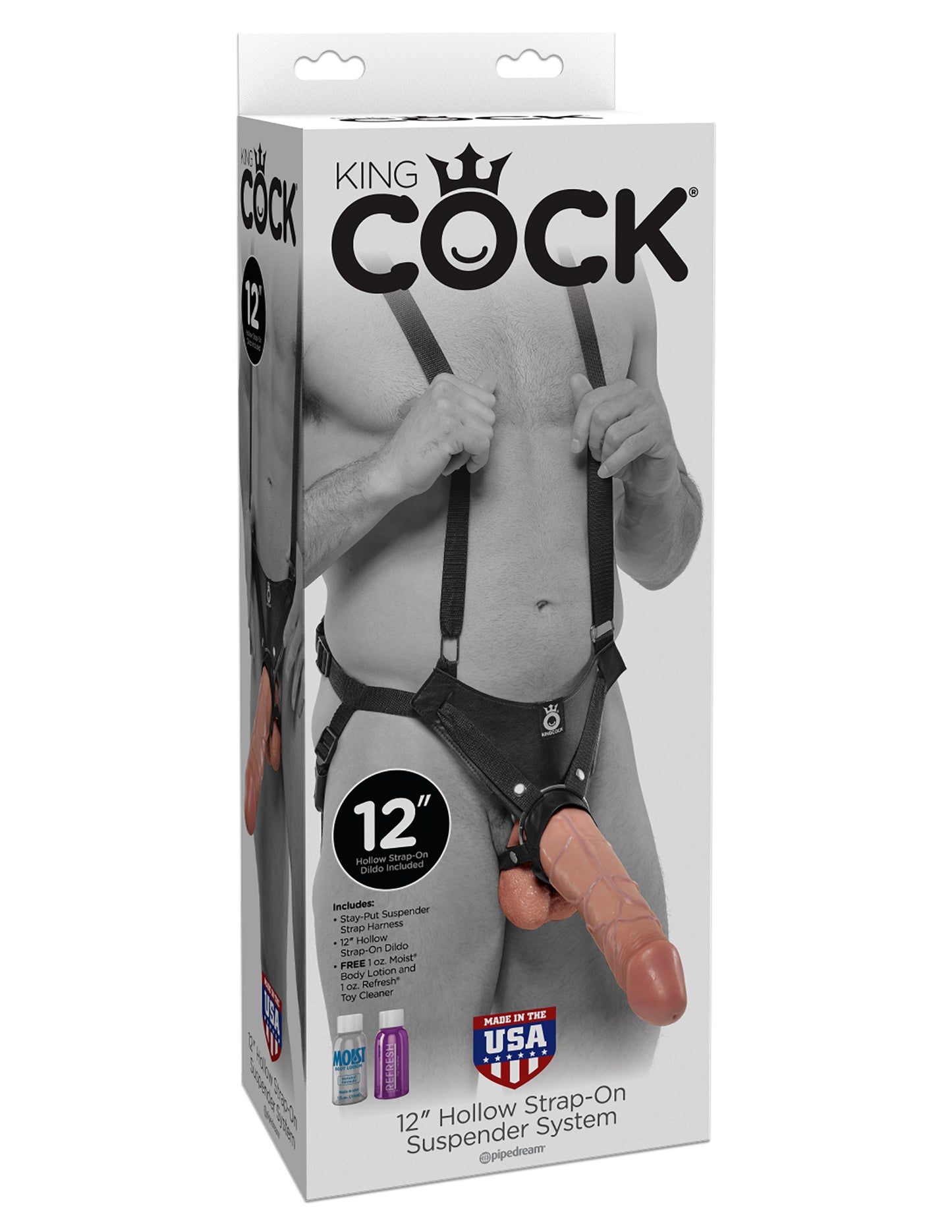 King Cock 12" Hollow Strap-on Suspender System - Flesh PD5643-21
