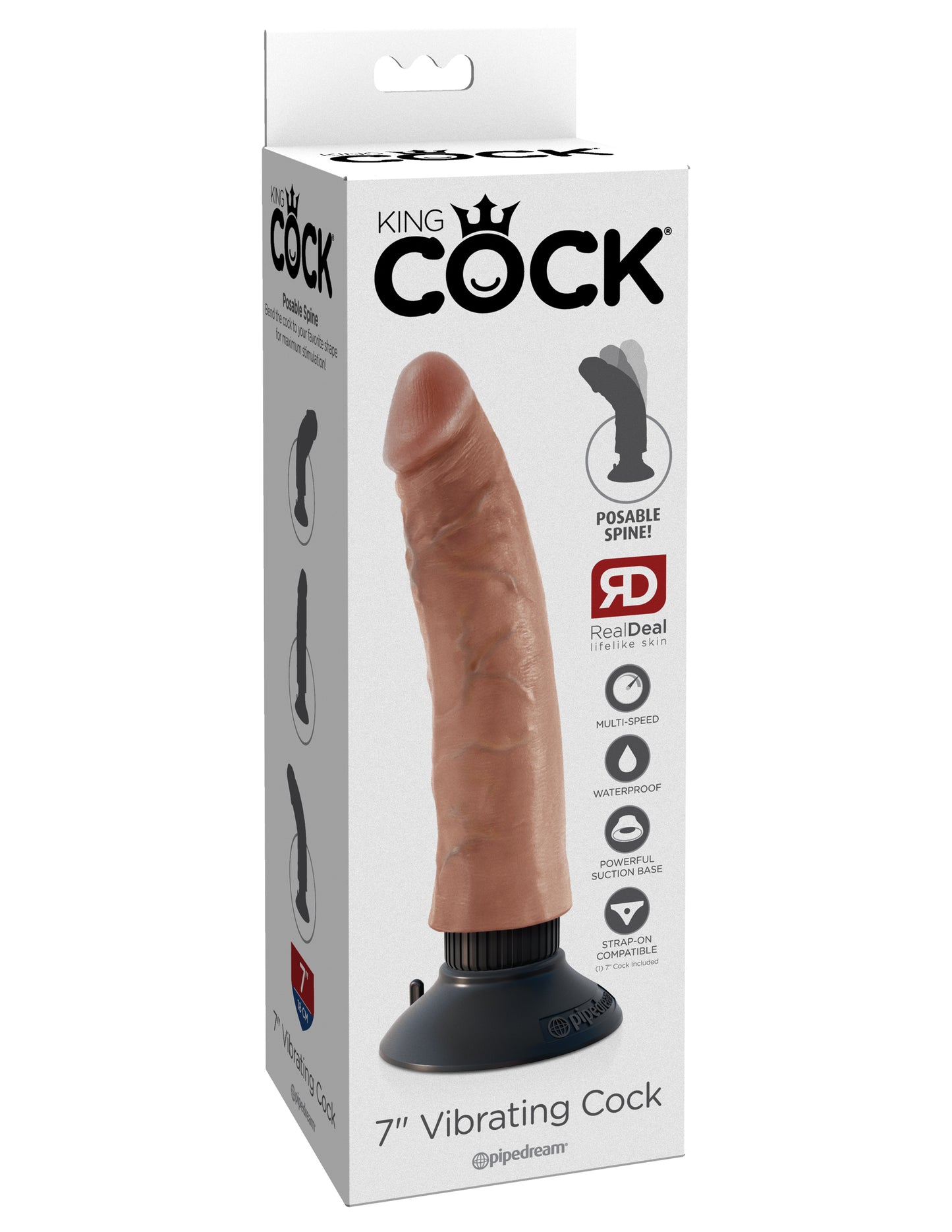 King Cock 7" Vibrating Cock - Tan PD5402-22