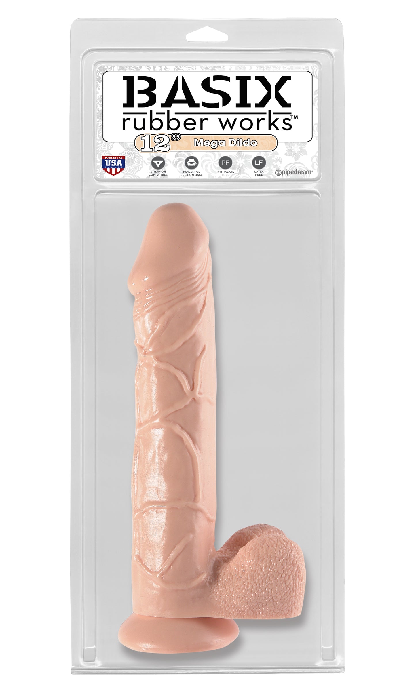 Basix Rubber Works 12 Inch Mega Dildo - Flesh PD4232-21