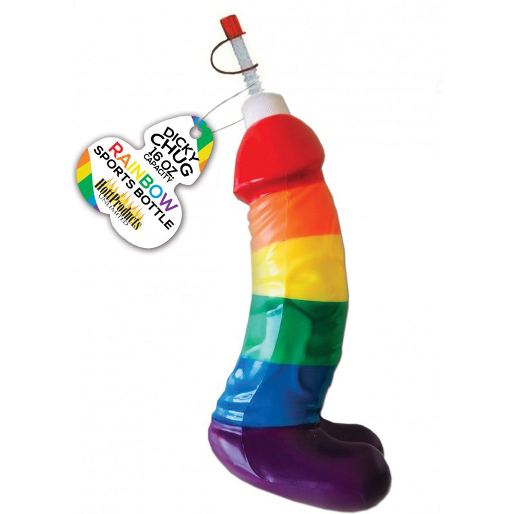 Rainbow Dicky Chug Sports Bottle 16 Oz Capacity HTP3264