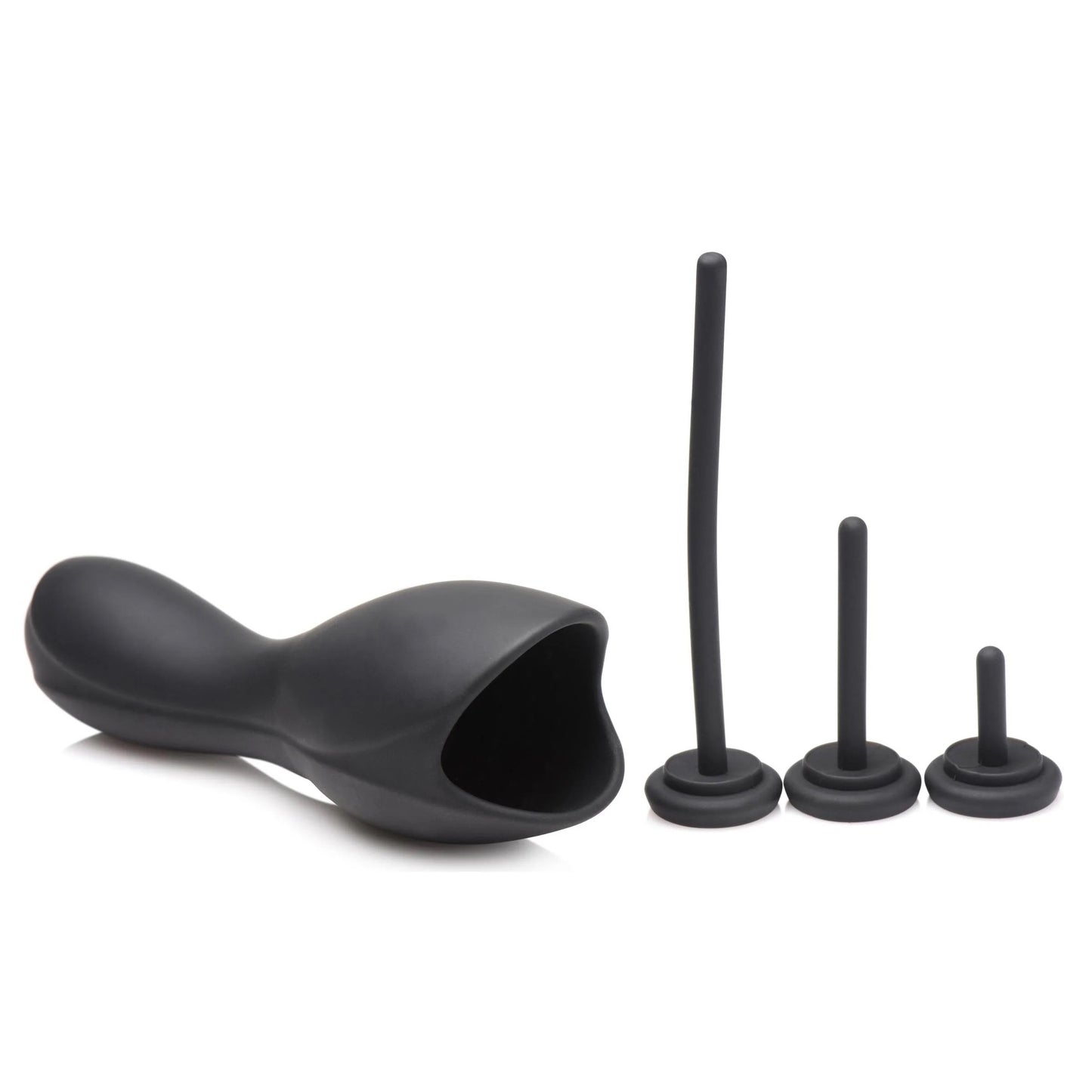 10x Vibrating Penis Head Teaser With Urethral Sounds - Black