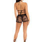 2 Pc Mary Jane Wrap Around Bra Top and Boy Shorts - One Size - Black