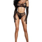 Lace Bralette Set With Gloves - Os - Black