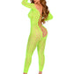 Python Net Crotchless Footless Lingerie Jumpsuit O/s - Neon Green