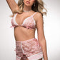 3 Pc Dreamy Laced Skirt and Open Front Bra Set - One Size - Bubblegum Pink