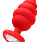 Regular Ribbed Diamond Heart Plug - Red