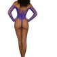 Rhinestone Off Shoulder Bodystocking - Os - Ultra Violet