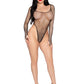 High-Cut Industrial Net Bodysuit - Os - Black