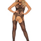 Multi Net Suspender Bodystocking - One Size -  Black