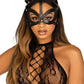 Vegan Leather Studded Cat Mask - Black