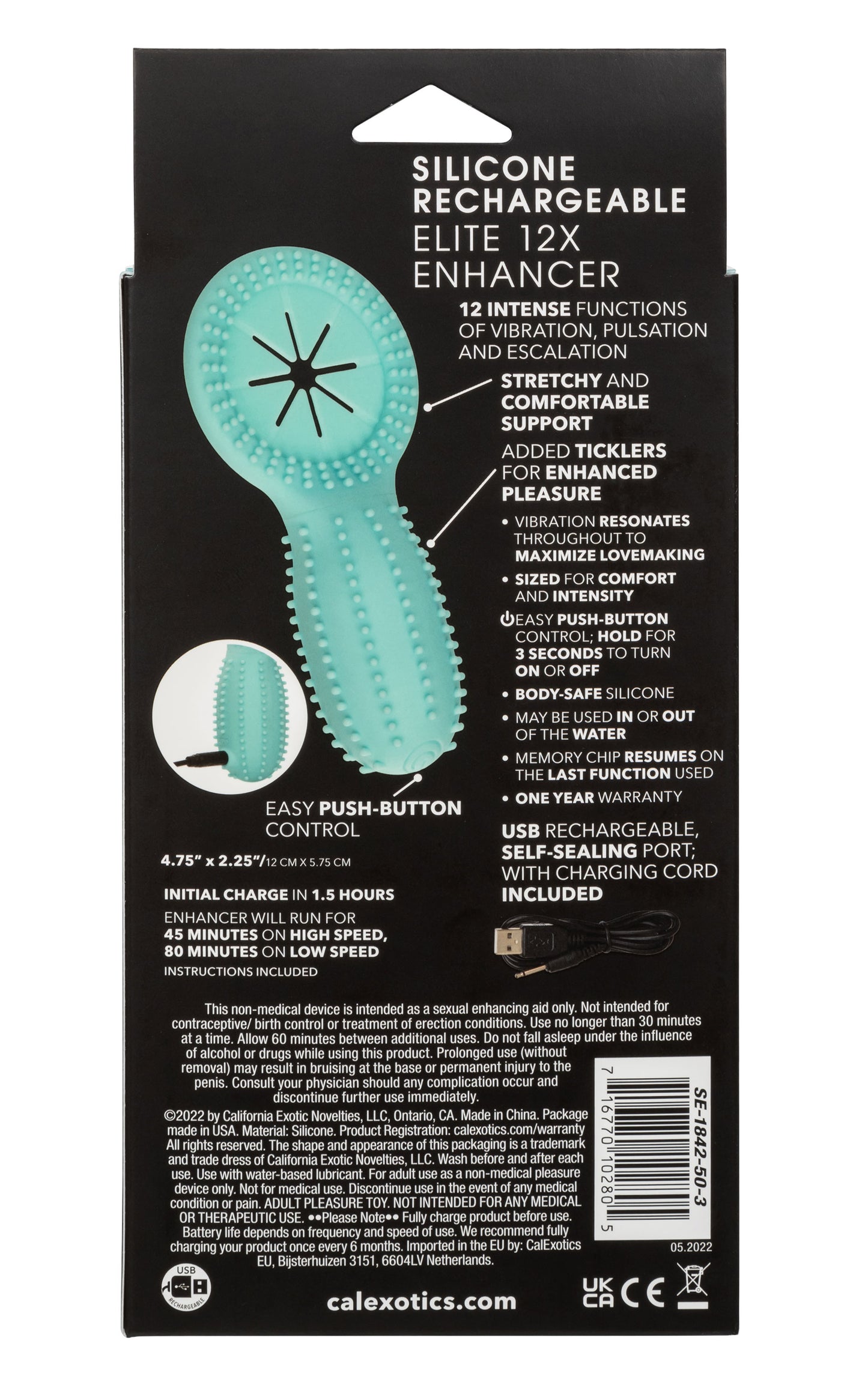 Silicone Rechargeable Elite 12x Enhancer - Teal
