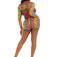 3 Pc Net Bra Top With Shrug and Boy Shorts - One Size - Multicolor