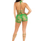2 Pc Mary Jane Wrap Around Bra Top and Boy Shorts - One Size - Green