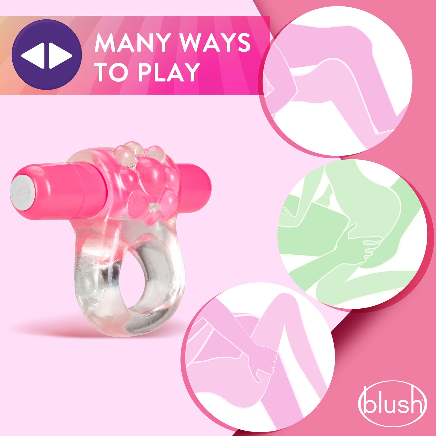 Play With Me  Teaser Vibrating C-Ring  Pink
