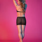 Sexy Time Polka Dot Mesh Halter and Skirt Set - Black - S/m