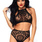 2 Pc Crop Top & Panty - Black - M/l