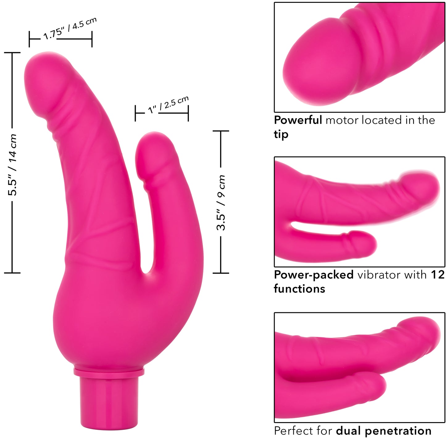 Rechargeable Power Stud Over and Under - Pink