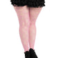 Plus Bow Net Tights - 1x 2x - Pink