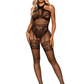 Net and Lace Crotchless Bodystocking - One Size -  Black