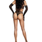 Lace Bralette Set With Gloves - Os - Black