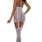 Lace and Opaque Seam Garter Dress - Os - White