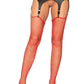 Rhinestone Fishnet Stockings - One Size - Red