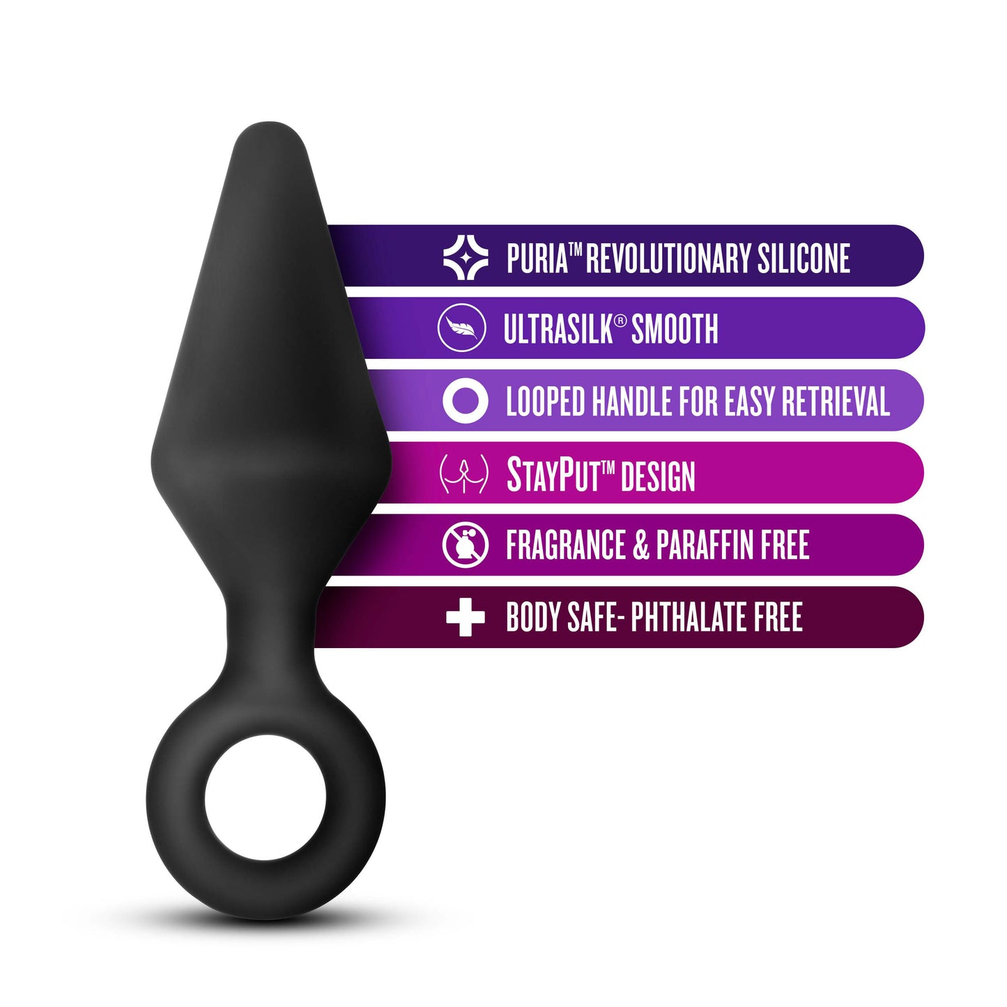 Anal Adventures Platinum - Silicone Loop Plug -  Medium - Black