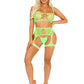 2 Pc Fishnet Bra Top and Garter Harness O/s - Neon Green
