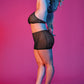 Sexy Time Polka Dot Mesh Halter and Skirt Set - Black - 1x-3x