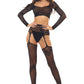 Permanent Mark Long Sleeve Top and Garter Bodystocking Black - Os