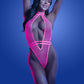 Knockout Plunge Halter Teddy - Small/medium - Neon Pink