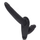 Silicone Strap on Harness Dildo With Internal Penetration - Black