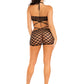 Keyhole Halter Hardcore Net Mini Dress - One Size - Black