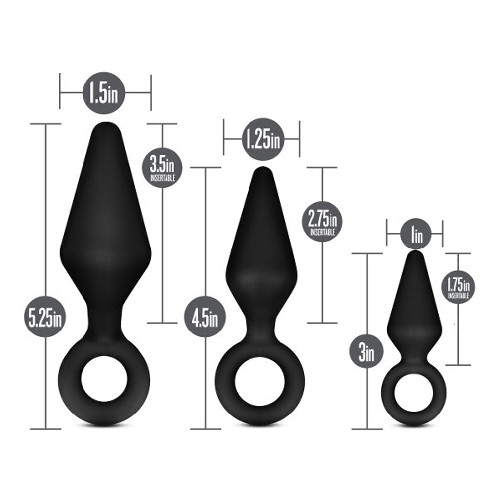 Anal Adventures - Platinum - Silicone Loop Plug  Kit - Black