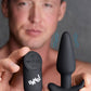21x Silicone Butt Plug With Remote - Black