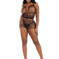 2 Pc Net Tank Top With Boy Shorts - One Size - Black