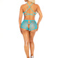 2 Pc Lace Bra Top and Keyhole Back Boyshorts O/s - Turquoise