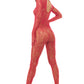 Split Up Lace Bodystocking - Red - Os