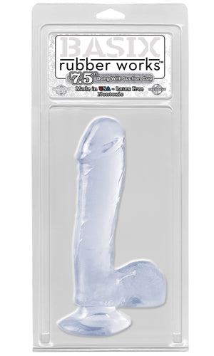 Basix Rubber Works - 7.5 Inch Dong With Suction Cup - Clear