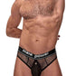 Cock Pit Net Cock Ring Thong - L/ XL - Black