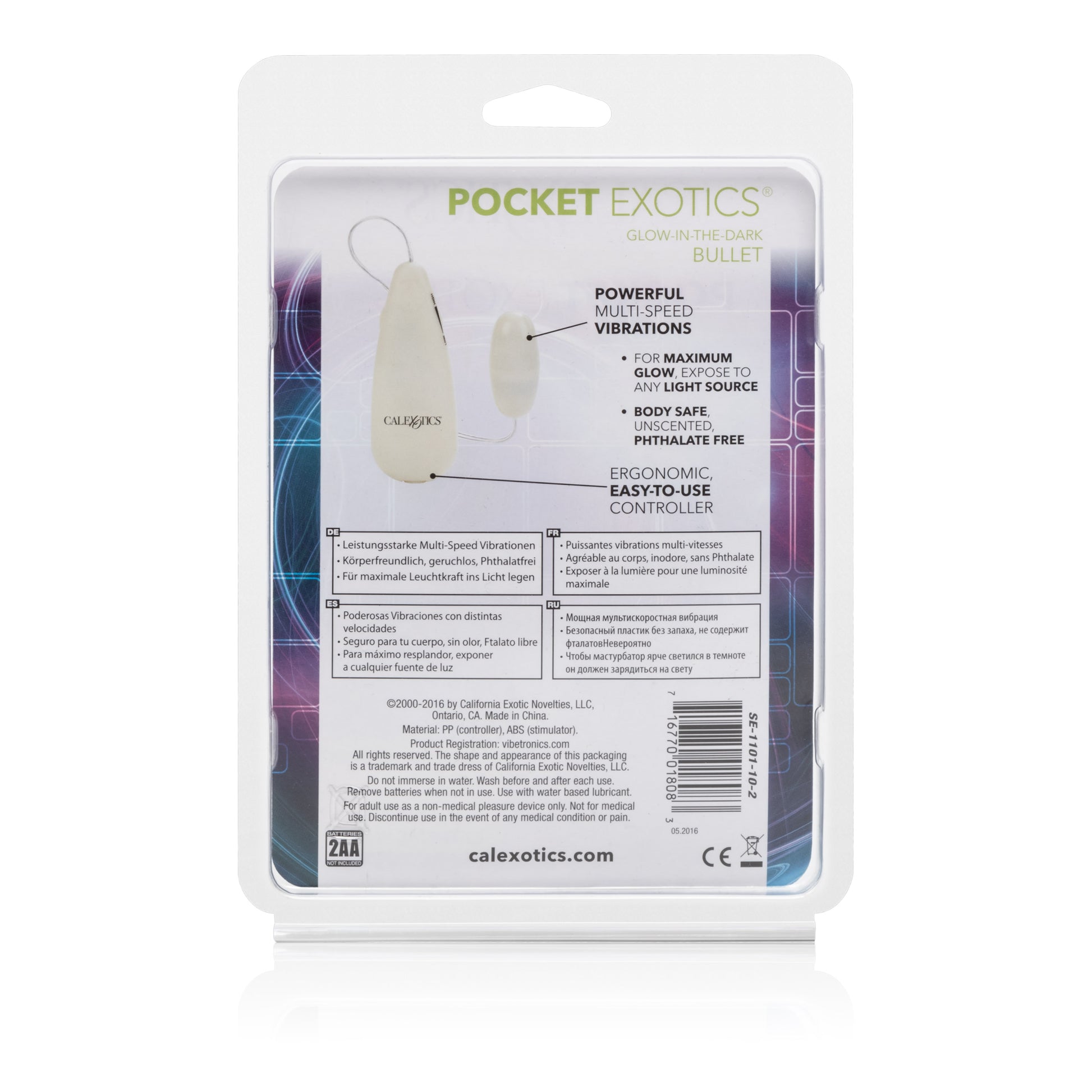 Glow-in-the-Dark Pocket Exotics Vibrating Glowing Bullet SE1101102