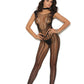 Crochet Footless Bodystocking With Open Crotch - One Size - Black EM-81339