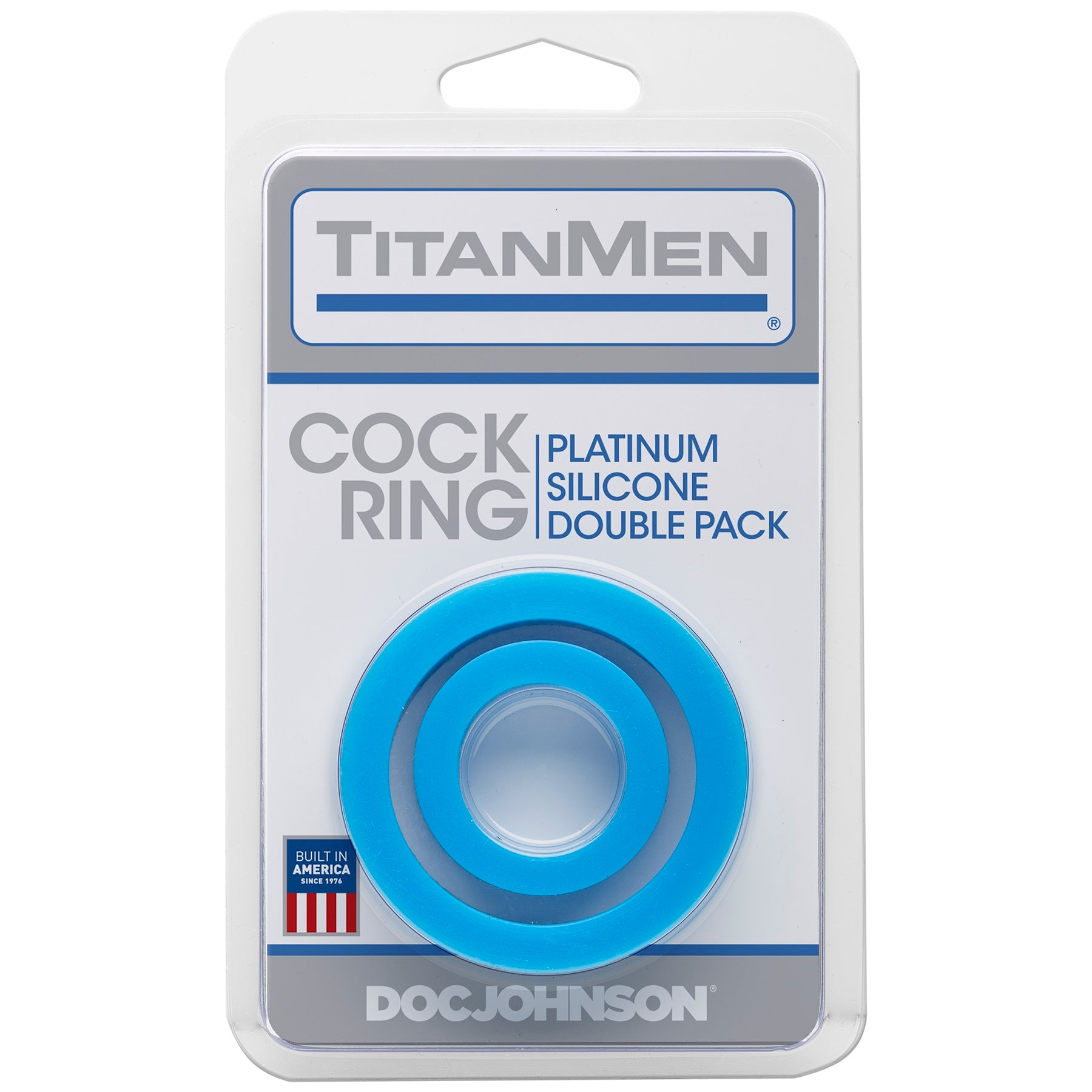 Titanmen Cock Ring Platinum Silicone Double Pack - Blue DJ3503-04-CD