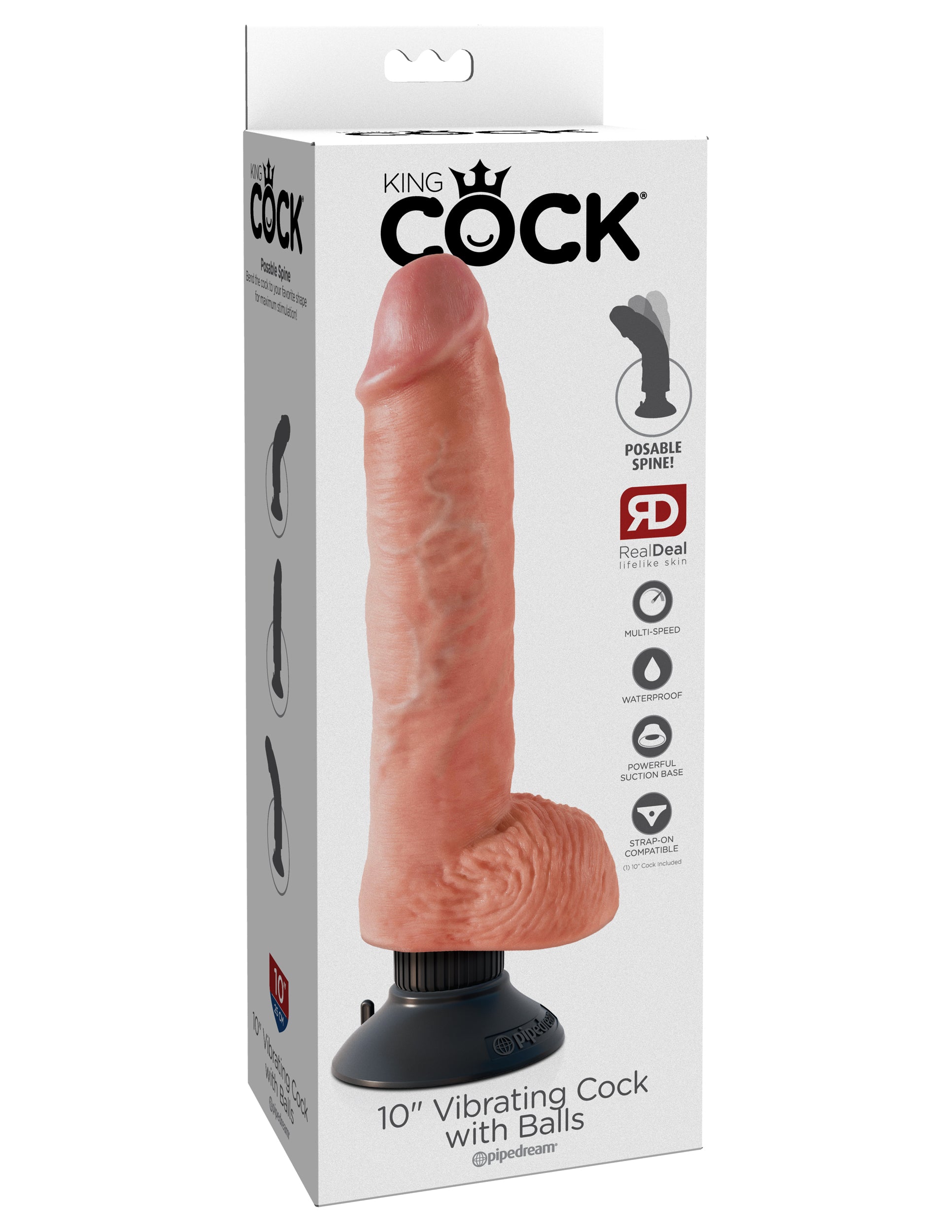 King Cock 10-Inch Vibrating Cock With Balls -  Flesh PD5410-21