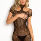 Cold Shoulder Lace Bodystocking  - Small/ Medium - Black RR-7048-BLKSM
